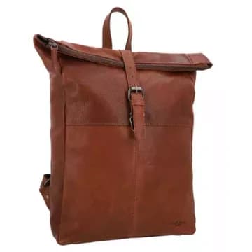 Rucsac piele naturală, roll-top, coniac